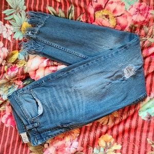 Free People size 29 - Great Heights Frayed Skinny Jeans, worn indigo
